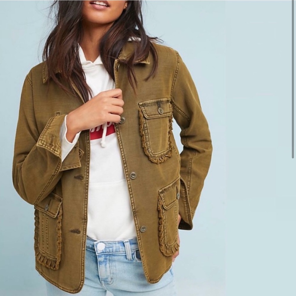 Anthropologie Ruffled Utility Jacket size S